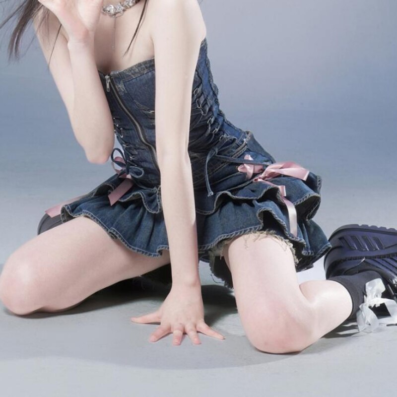 Denim Ribbon Skirt