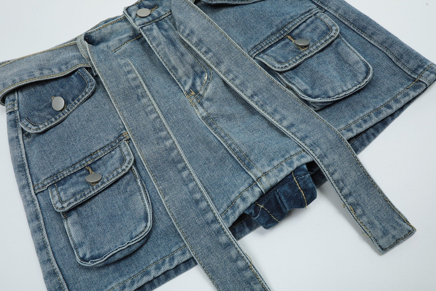 Vintage Multi Pocket Denim Skirt