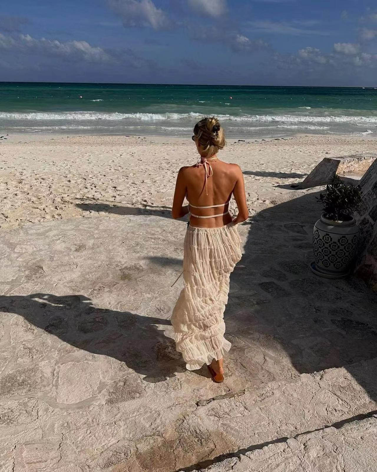 Wine & Sea Strap Dress
