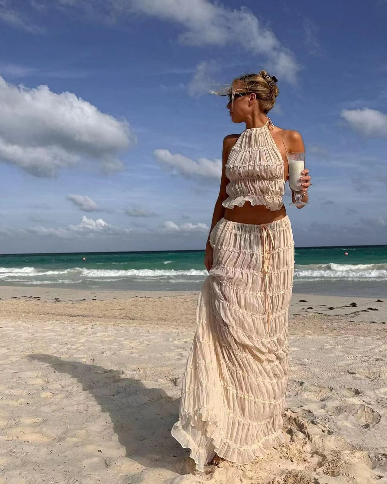 Wine & Sea Strap Dress