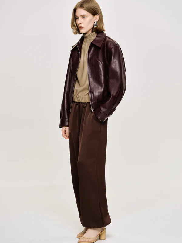 Burgundy Vegan Leather Jacket