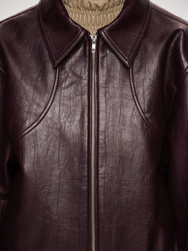Burgundy Vegan Leather Jacket