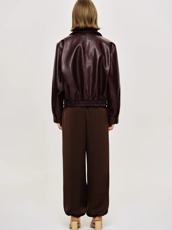 Burgundy Vegan Leather Jacket