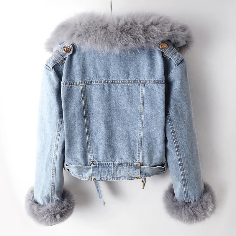 Faux Fur Detailing Denim Jacket