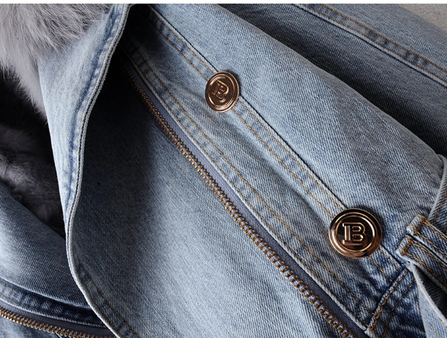 Faux Fur Detailing Denim Jacket
