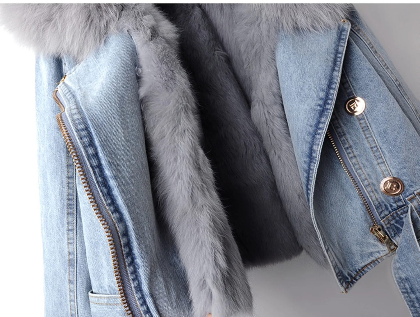 Faux Fur Detailing Denim Jacket