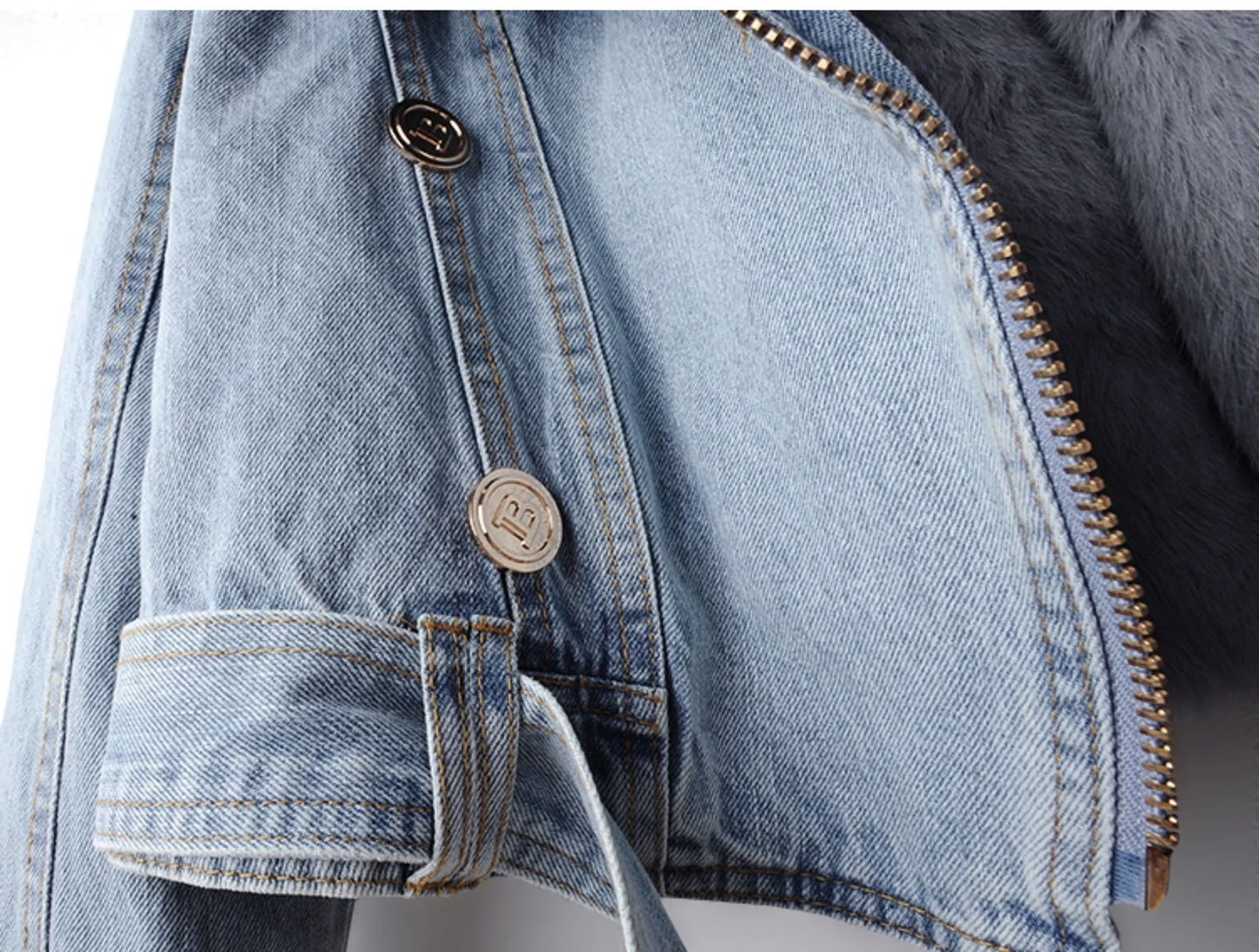 Faux Fur Detailing Denim Jacket