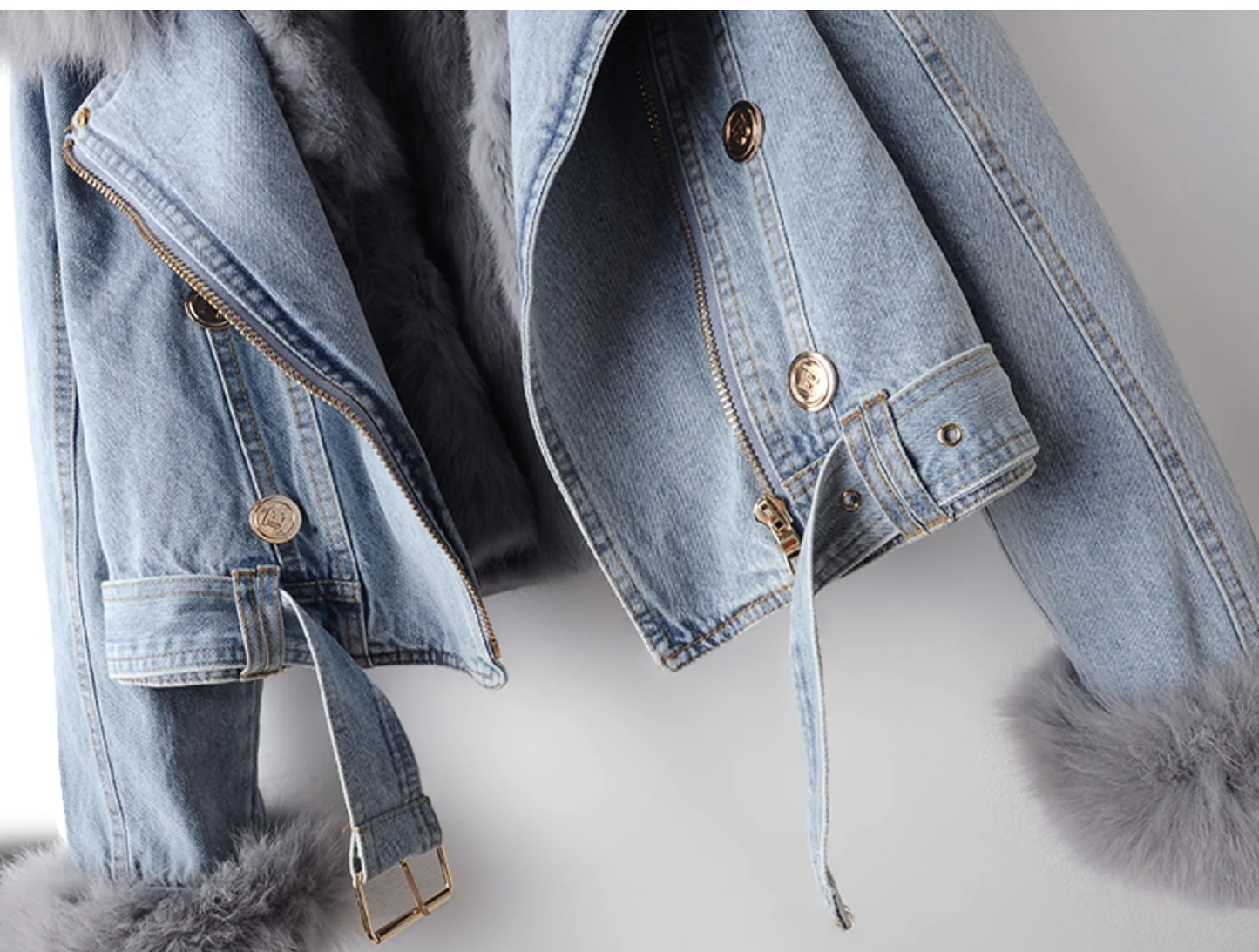 Faux Fur Detailing Denim Jacket