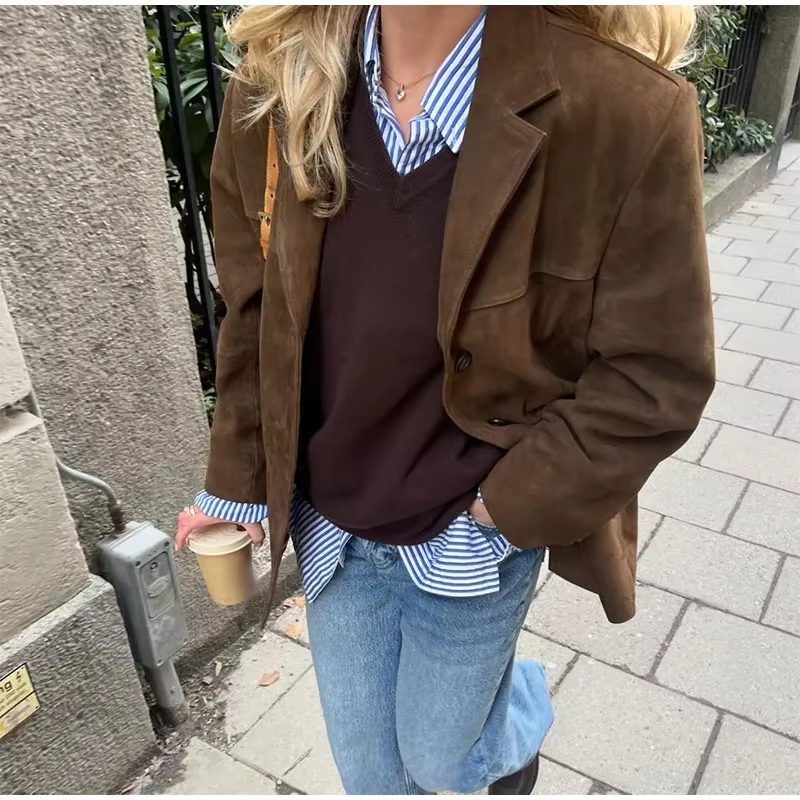 Vegan Suede Blazer Jacket