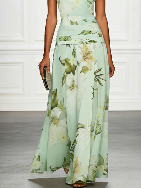 Alba Muse Floral Boat Neck Sleeveless Maxi Dress Wedding Guest