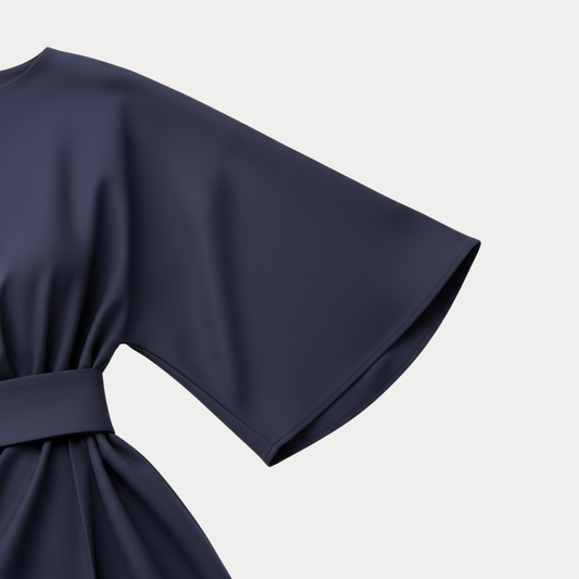 Alba Muse Wide Sleeve Midi Dress with Belt Wrap Style