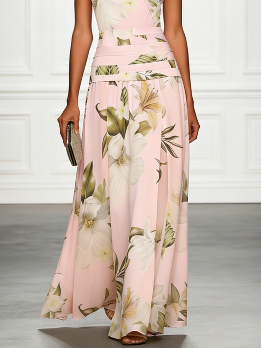 Alba Muse Floral Boat Neck Sleeveless Maxi Dress Wedding Guest