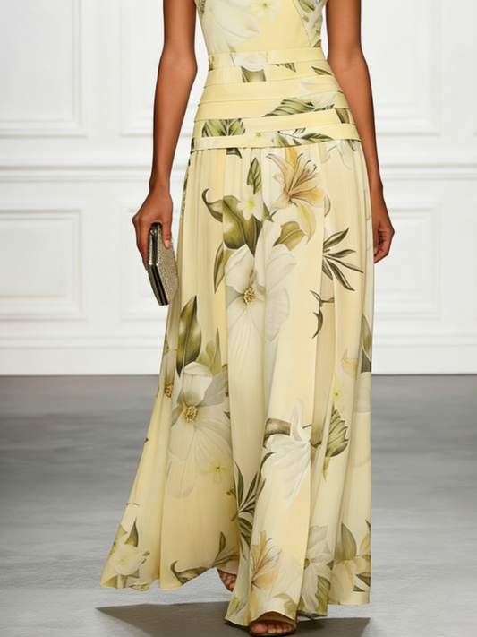 Alba Muse Floral Boat Neck Sleeveless Maxi Dress Wedding Guest