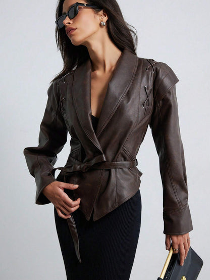 Asimetrik Vintage Crop Jacket