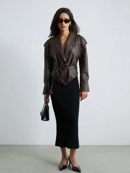 Asimetrik Vintage Crop Jacket