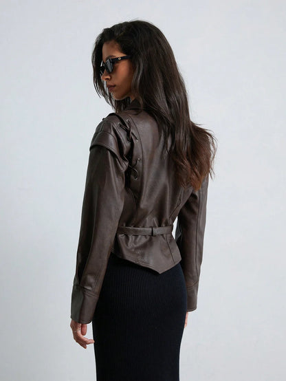 Asimetrik Vintage Crop Jacket