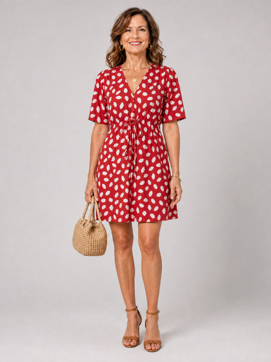 Newmal | Printed Button Front Mini Dress