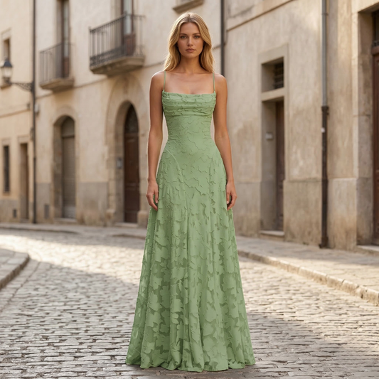 Alba Muse Spaghetti Strap A-Line Formal Maxi Gown