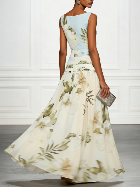 Alba Muse Floral Boat Neck Sleeveless Maxi Dress Wedding Guest