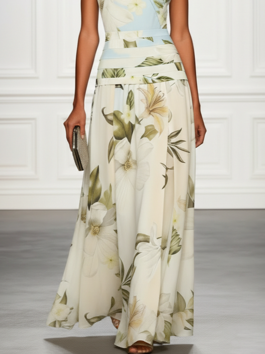 Alba Muse Floral Boat Neck Sleeveless Maxi Dress Wedding Guest