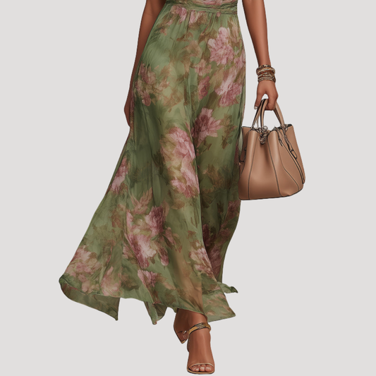 Alba Muse Floral Halter Neck Maxi Dress Wedding Guest