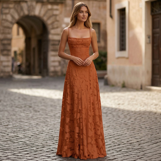 Alba Muse Spaghetti Strap A-Line Formal Maxi Gown