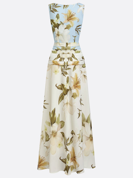 Alba Muse Floral Boat Neck Sleeveless Maxi Dress Wedding Guest