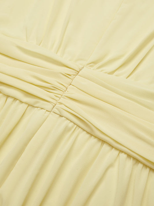 Alba Muse Sleeveless Ruched A-Line Chiffon Maxi Dress Wedding Guest