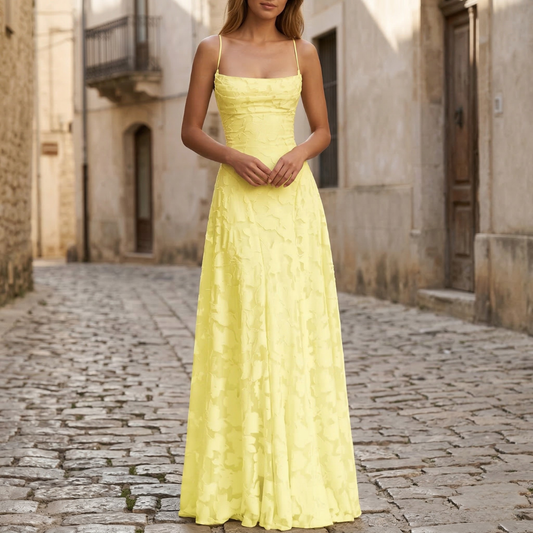 Alba Muse Spaghetti Strap A-Line Formal Maxi Gown
