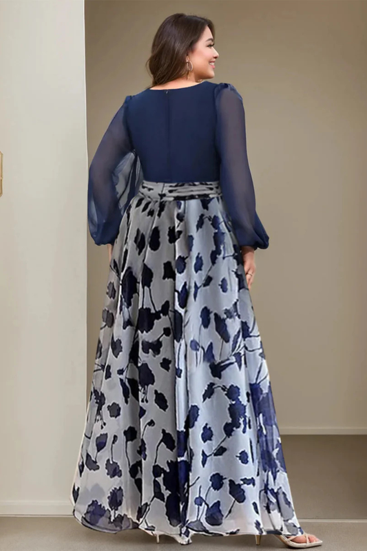 Alba Muse Floral V-Neck Balloon Sleeve Maxi Dress