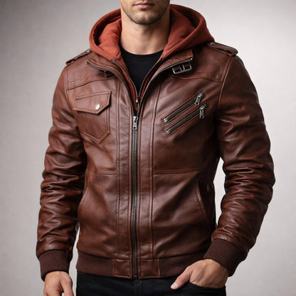 Cedro Hooded Leather Jacket