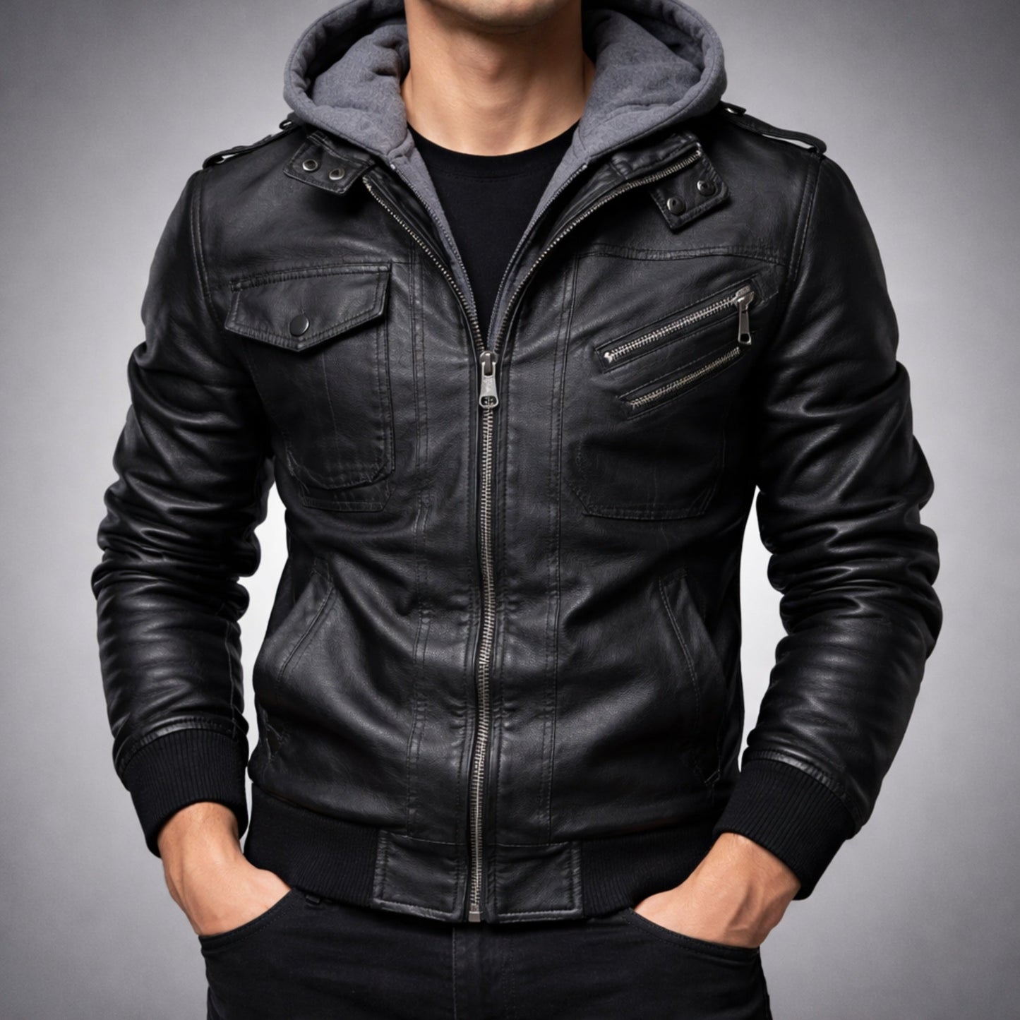 Cedro Hooded Leather Jacket