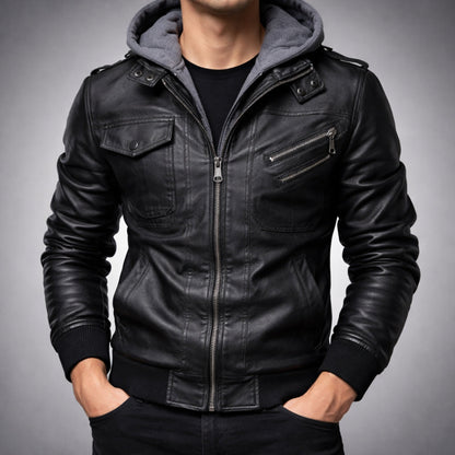 Cedro Hooded Leather Jacket