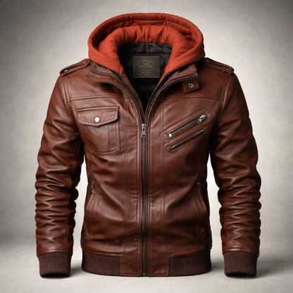 Cedro Hooded Leather Jacket