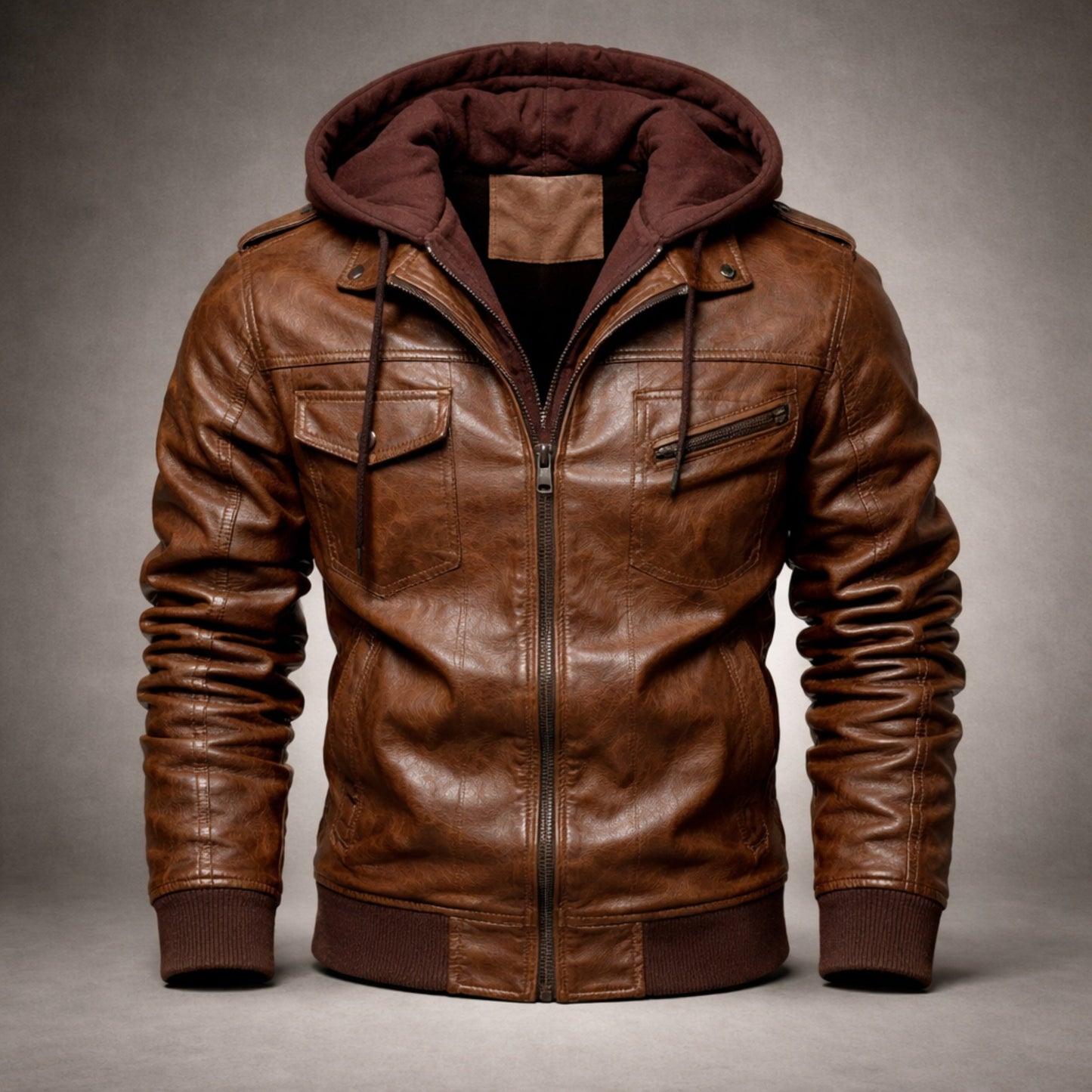 Cedro Hooded Leather Jacket