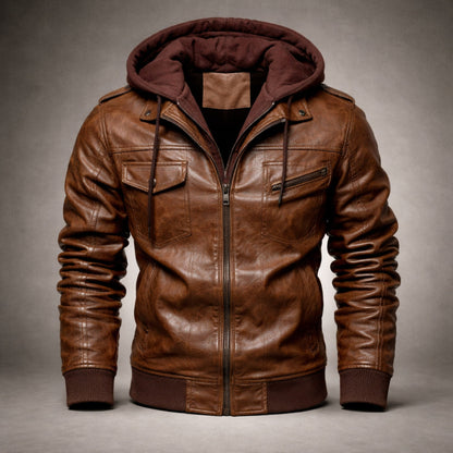 Cedro Hooded Leather Jacket