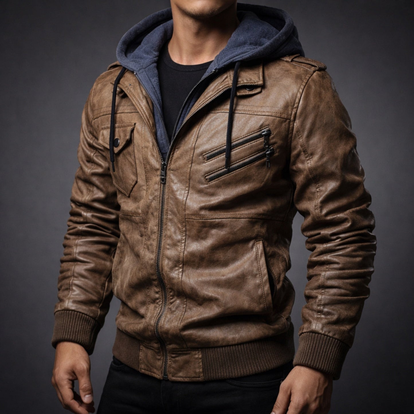 Cedro Hooded Leather Jacket