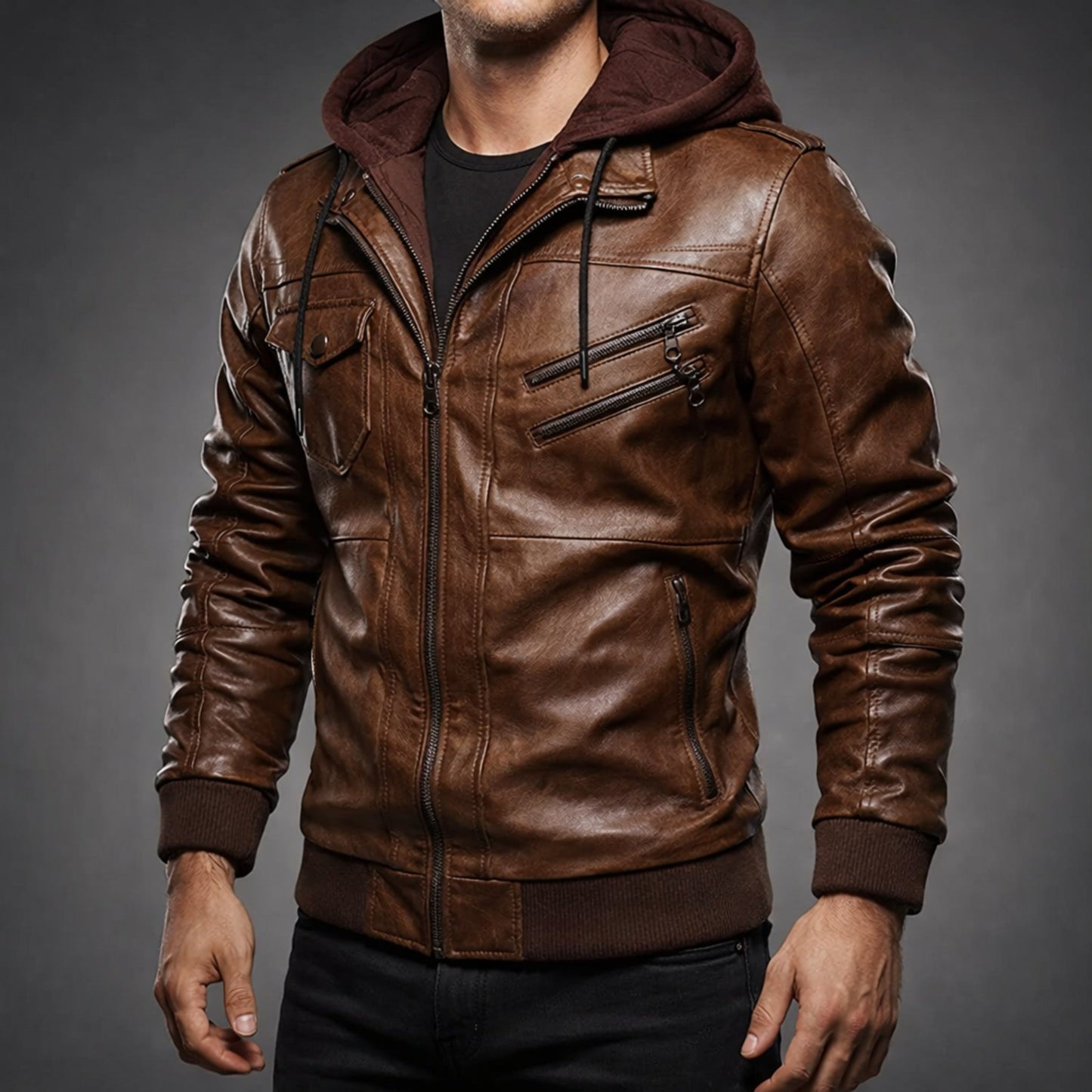 Cedro Hooded Leather Jacket