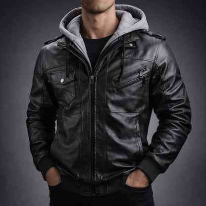Cedro Hooded Leather Jacket