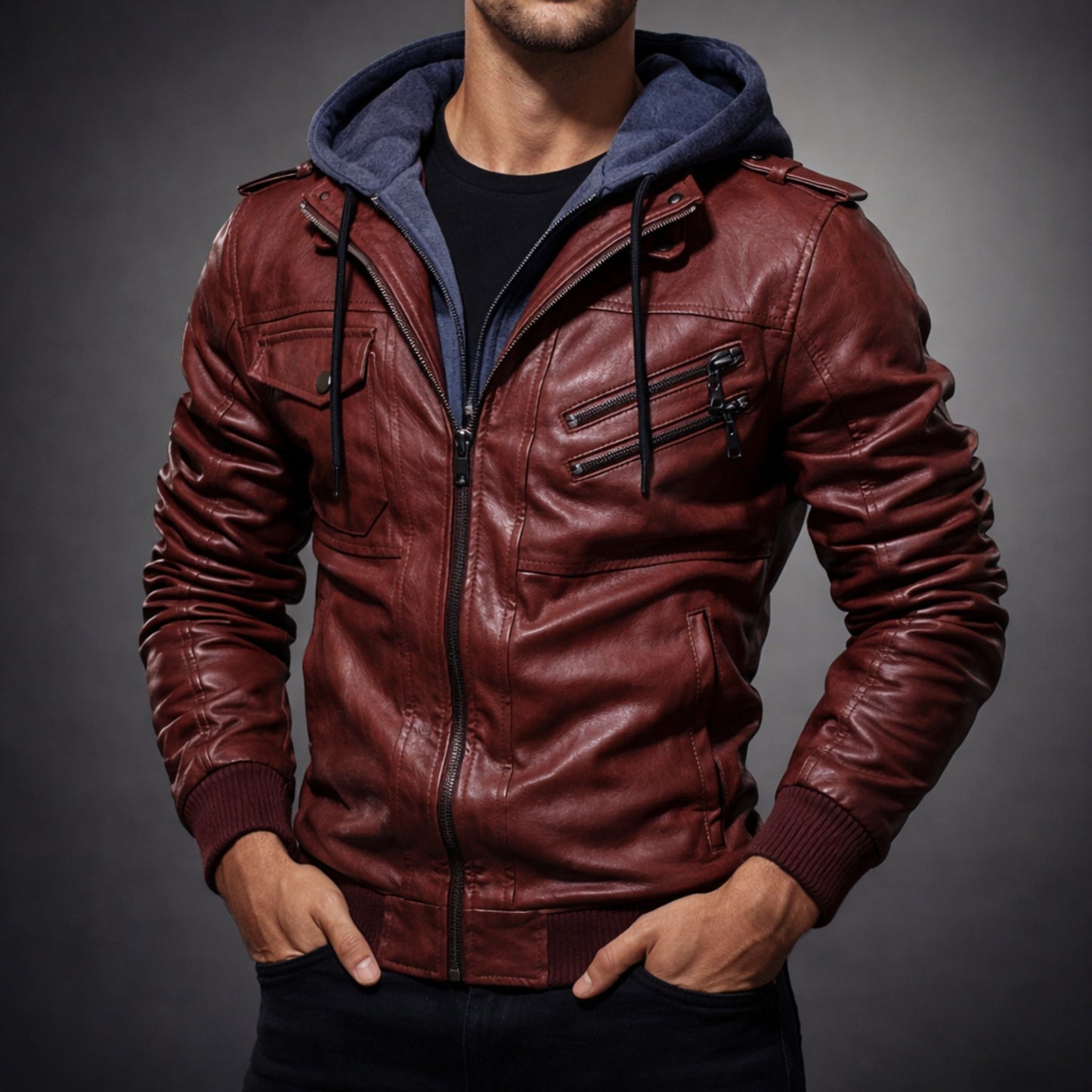 Cedro Hooded Leather Jacket