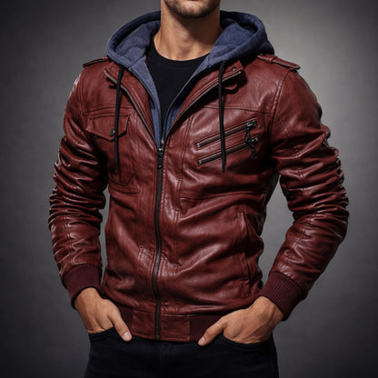 Cedro Hooded Leather Jacket