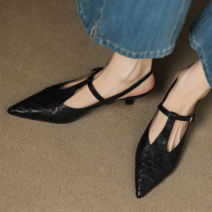 Noir Genuine Leather Heels