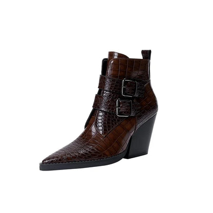 Westline Buckle Leather Boots