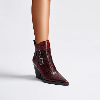 Westline Buckle Leather Boots