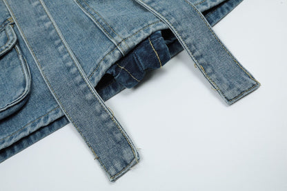 Vintage Multi Pocket Denim Skirt