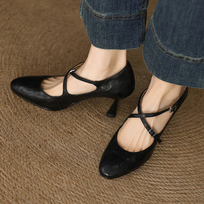 Leyla Genuine Leather Heels