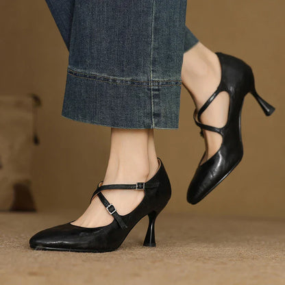 Leyla Genuine Leather Heels