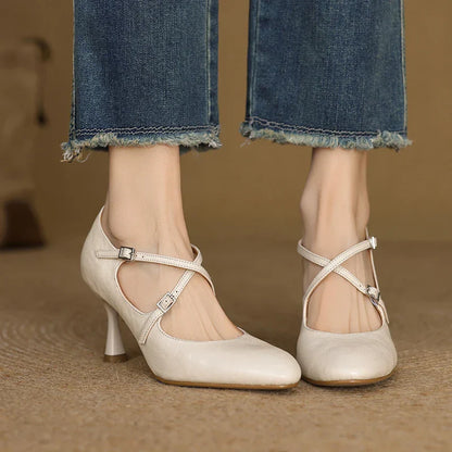 Leyla Genuine Leather Heels