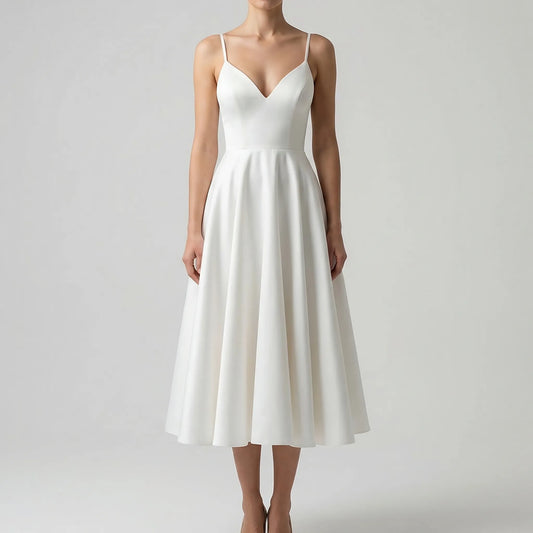 Alba Muse Sweetheart Neck Strappy Midi Dress For Weddings