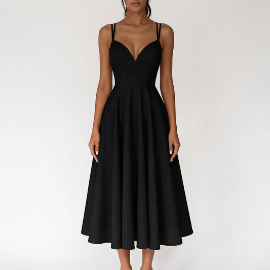 Alba Muse Sweetheart Neck Strappy Midi Dress For Weddings